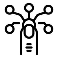 Finger touching digital network icon representing multitasking skills vector
