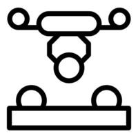 Industrial robot arm picking up object from conveyor belt vector