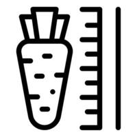 Carrot being measured with ruler icon outline style vector