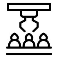 Robotic arm moving workers on production line icon vector