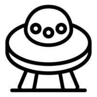 Simple black and white icon of a landed ufo with an open hatch vector