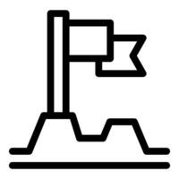 Flag standing on a mountain top representing achievement vector