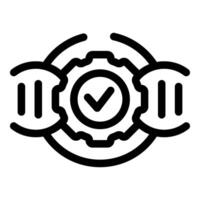 Genetic engineering process connecting dna strands with gear and check mark icon vector