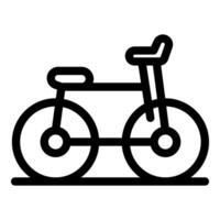 Bicycle standing on a support surface with wheels and seat visible vector