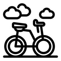 Bicycle standing under the clouds on a sunny day vector