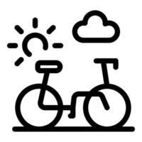 Tandem bicycle enjoying sunny day with partial cloud coverage icon vector