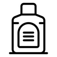 Line icon bottle packaging with label showing ingredients or nutritional information vector