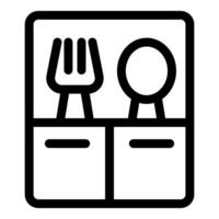Kitchen cabinet storing fork and spoon with drawers below vector