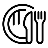 Fork and knife beside empty plate icon showing hunger vector