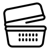 Empty laundry basket with open lid icon lineart style vector