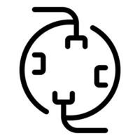 Round electrical socket connecting four wires icon outline vector