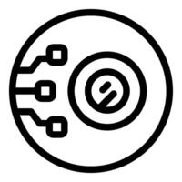 Electronic eye showing circuit board and iris scanning technology vector
