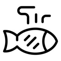 Grilled fish being cooked releasing three wavy lines of smell icon vector