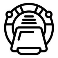 Magnetic resonance imaging scanner showing human head scan results icon vector