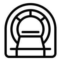 Magnetic resonance imaging scanner front view showing patient bed vector