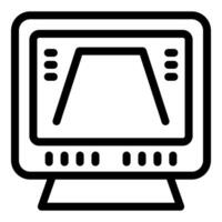 Computer showing decreasing line graph icon vector