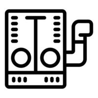 Dj console mixing music with turntables and mixer using headphones vector
