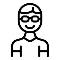Minimalist line art of a man wearing glasses and smiling vector