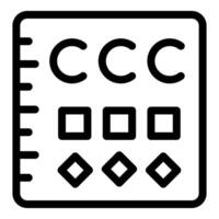 Eye test chart with letters and shapes representing optometry and vision care vector