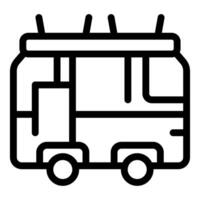 Trolleybus icon, public transport side view with antennas vector