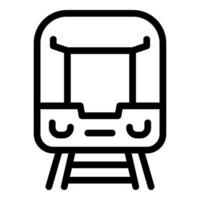 Front view of train arriving at station platform icon vector