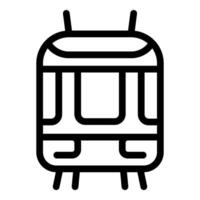 Modern tram public transport front view line icon vector