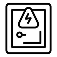 Electrical panel icon showing high voltage sign, warning about electrical hazards vector
