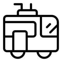 Line art icon representing a tram moving on its tracks vector