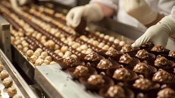 Chocolate produced in a chocolate factory photo
