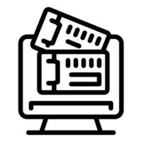 Online ticket purchase with computer and two tickets vector