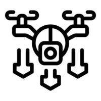 Drone landing using gps navigation system icon vector