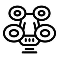Drone with four rotors flying and recording video vector