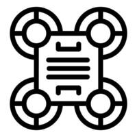 Drone delivering package with barcode for fast shipping vector
