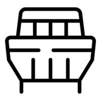 Passenger ferry boat approaching harbor front view line art icon vector