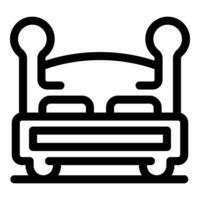 Double bed with high round headboard standing on the floor vector