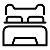 Simple black line double bed icon, perfect for web and apps vector