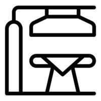 Ironing board with ironing press and boiler for professional ironing service vector