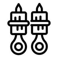 Line icon representing a mechanic holding two engine pistons vector
