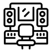 Sound engineer working in a recording studio with professional equipment vector