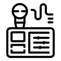 Professional sound engineer mixing music on audio interface with microphone vector