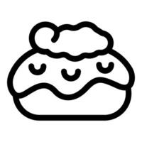 Cute cake smiling with cream on top in cartoon style vector
