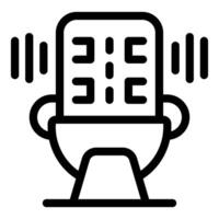 Line icon of a microphone recording audio waves, simple and minimalist style vector