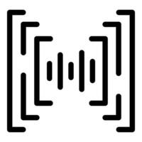 Sound wave passing through barriers icon representing noise reduction vector