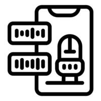 Voice control, smart speaker connecting to smartphone app icon vector
