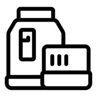 Protein powder bottle and container icon representing bodybuilding nutrition vector