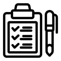 Clipboard with checklist showing items being completed with pen nearby vector