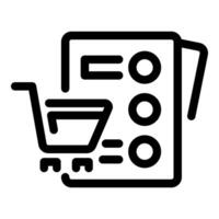 Shopping cart icon moving on checklist representing online shopping process vector