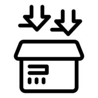 Cardboard box receiving multiple download arrows pointing down vector