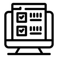 Computer showing check marks on survey form for online feedback vector