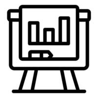 Flipchart showing growing bar chart and pencil icon vector